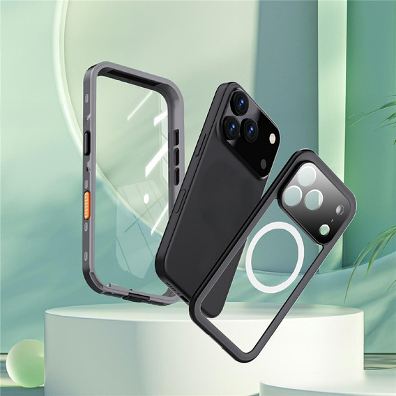 Etui do iPhone 17 Pro, Wodoodporne IP68, SHELLBOX MagSafe, czarne