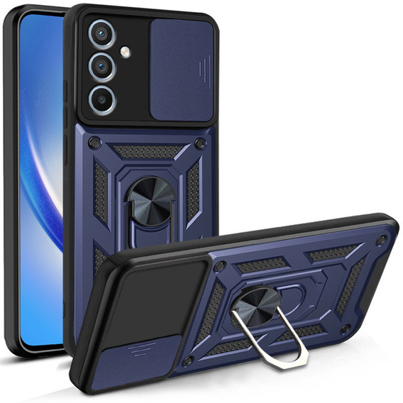 Etui pancerne do Samsung Galaxy A34 5G, CamShield Slide, niebieskie