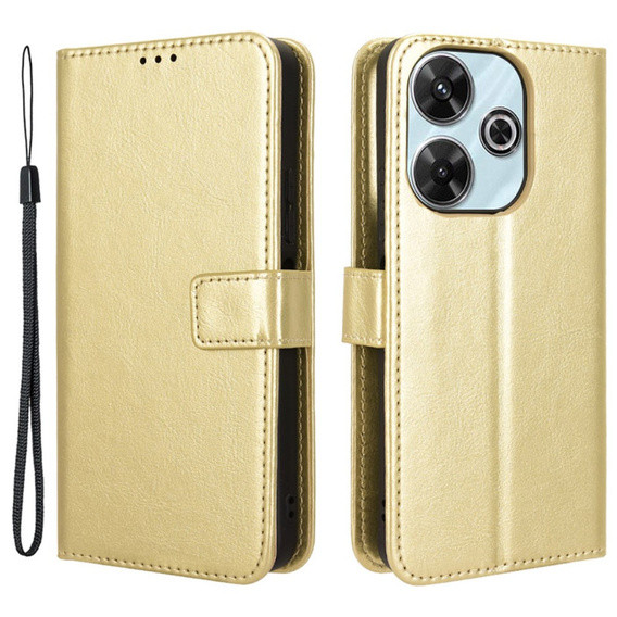 Etui z klapką do Xiaomi Redmi 13, Crazy Horse Wallet, złote