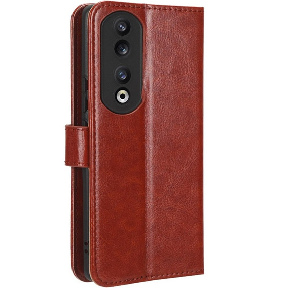 Etui z klapką do Honor 90, Crazy Horse Wallet, brązowe