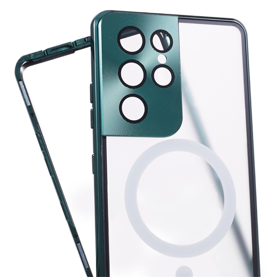 Etui Magnetic Dual Glass MagSafe do Samsung Galaxy S21 Ultra, zielone