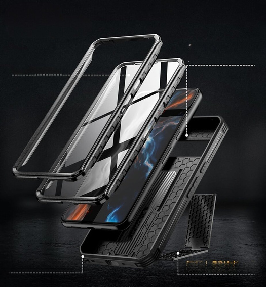 Etui pancerne do Google Pixel 8 Pro, Dexnor Full Body (Two Frames), czarne