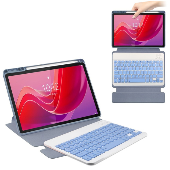 Etui z klawiaturą do Lenovo Tab M11, Rotary 360° Leather, fioletowe