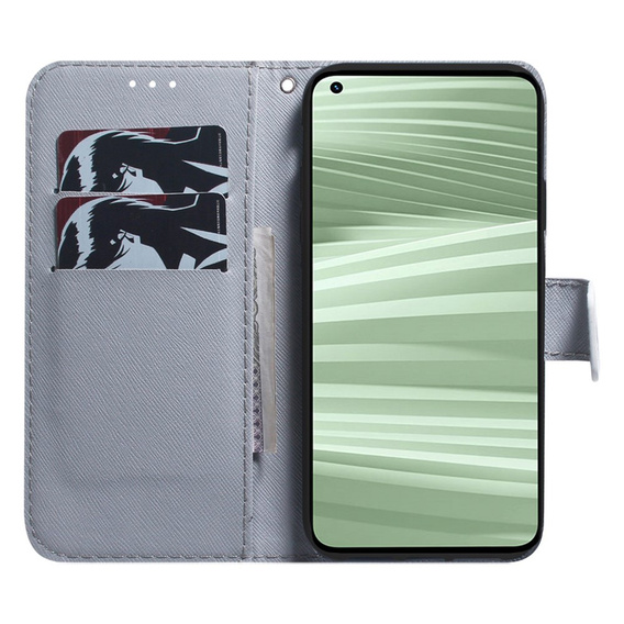 Etui z klapką do Realme C55, Wallet, Sakura niebieskie