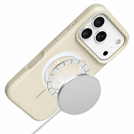 Etui silikonowe do iPhone 17 Pro, do MagSafe, antywstrząsowe, beżowe