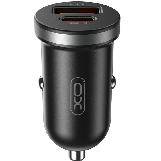 Ładowarka samochodowa XO CC56 30W USB + USB-C PD/QC – Czarna