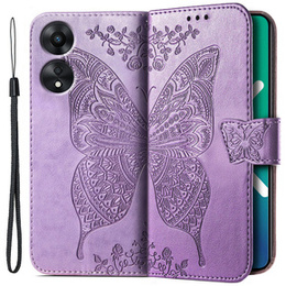 Etui z klapką do Oppo A78 5G, Butterfly, fioletowe