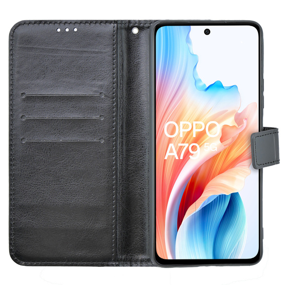Etui z klapką do Oppo A79 5G, Crazy Horse Wallet, czarne