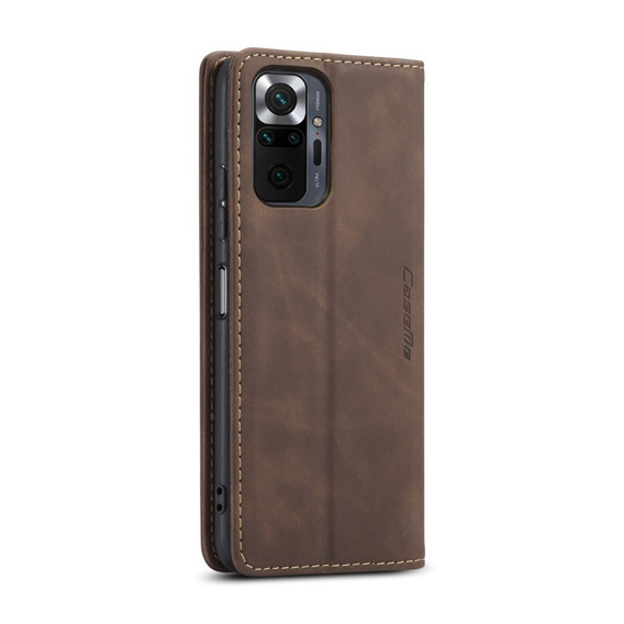 Etui CASEME do Xiaomi Redmi Note 10 Pro, Leather Wallet Case, kawowe