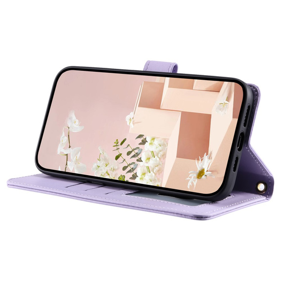 Etui z klapką do Samsung Galaxy A55 5G, Rhombus Crossbody Leather, fioletowe