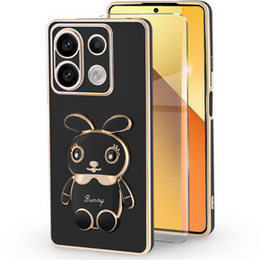 Etui do Xiaomi Redmi Note 13 5G, Rabbit, czarne + Szkło Hartowane 9H