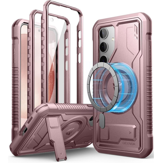 Etui pancerne do Samsung Galaxy S24, Dexnor Full Body MagSafe, różowe