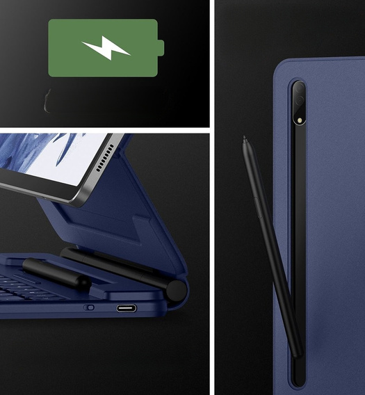 Etui z klawiaturą do Samsung Galaxy Tab S10+/ S9+/ S8+/ S7+/ S7 FE, Dexnor Magnetic Keyboard Touchpad, niebieskie
