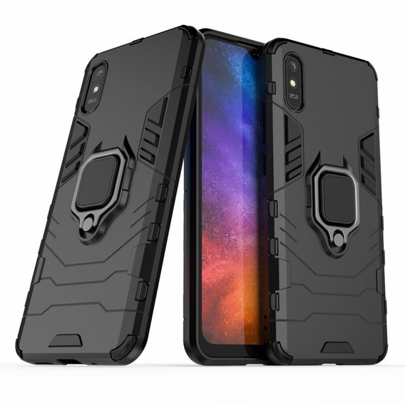 Etui do Xiaomi Redmi 9A, Kickstand Ring, czarne
