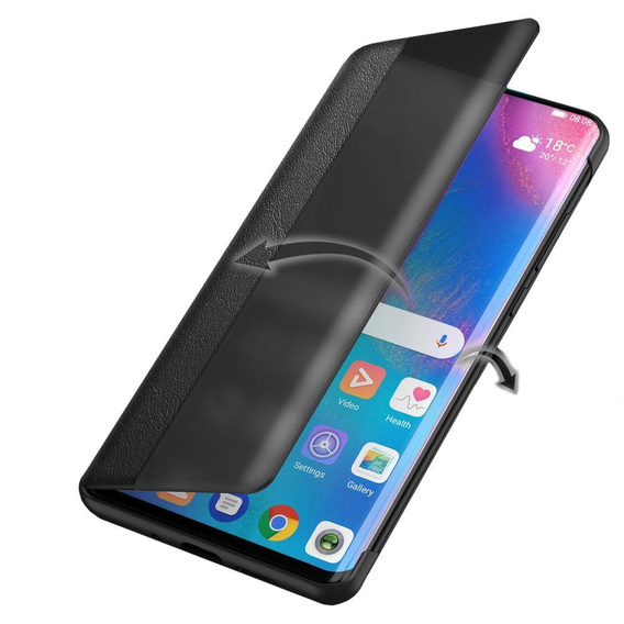 Etui z klapką do Huawei P40, Obudowa Side View Case, Czarne