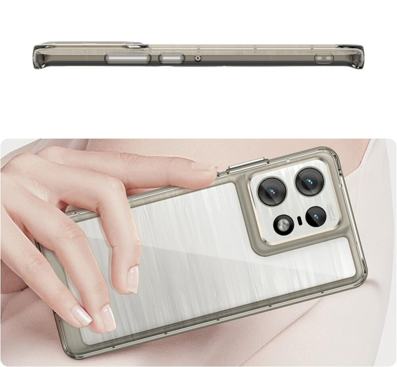 Etui do Motorola Edge 50 Pro, Fusion Hybrid, przezroczyste / szare
