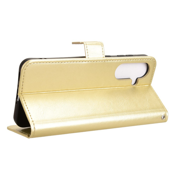 Etui z klapką do Samsung Galaxy A36 5G, Crazy Horse Wallet, złote