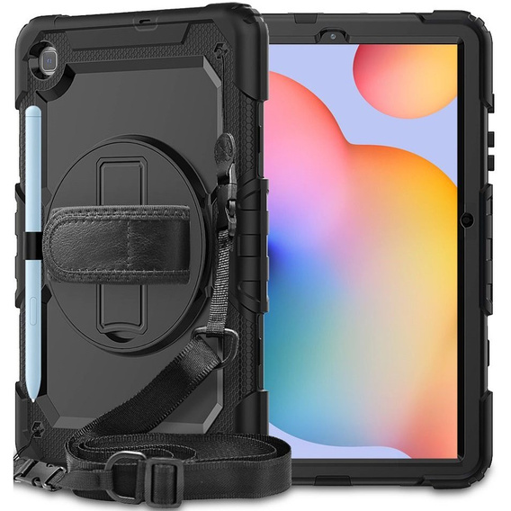 Etui pancerne do Samsung Galaxy Tab S6 Lite 10.4" 2020/2022/2024, ochronne 360 z miejscem na rysik, Czarne