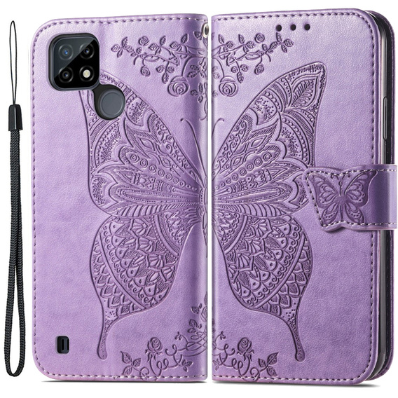 Etui z klapką do Realme C21Y / C25Y, Butterfly, fioletowe