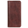 Skórzane Etui do Samsung Galaxy S24 Ultra, Wallet Litchi Leather, brązowe