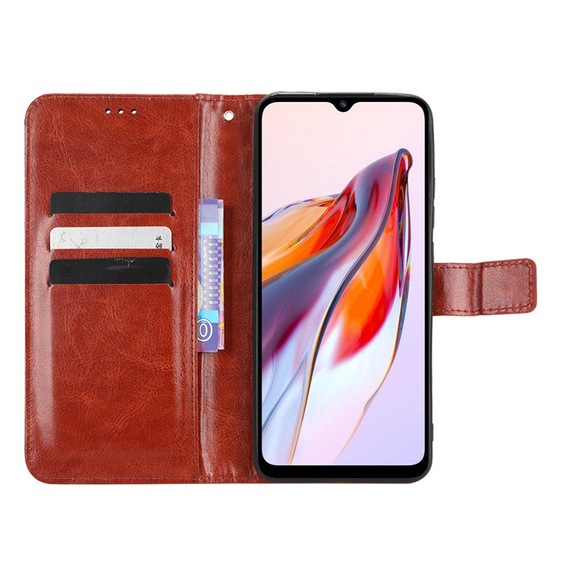 Etui z klapką do Xiaomi Redmi 12C, Crazy Horse Wallet, brązowe