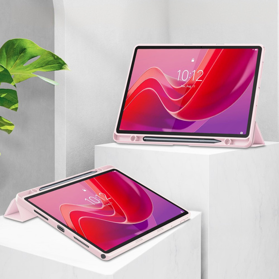 Pokrowiec z miejscem na rysik do Lenovo Tab M11 – przezroczysty tył, różowa klapka