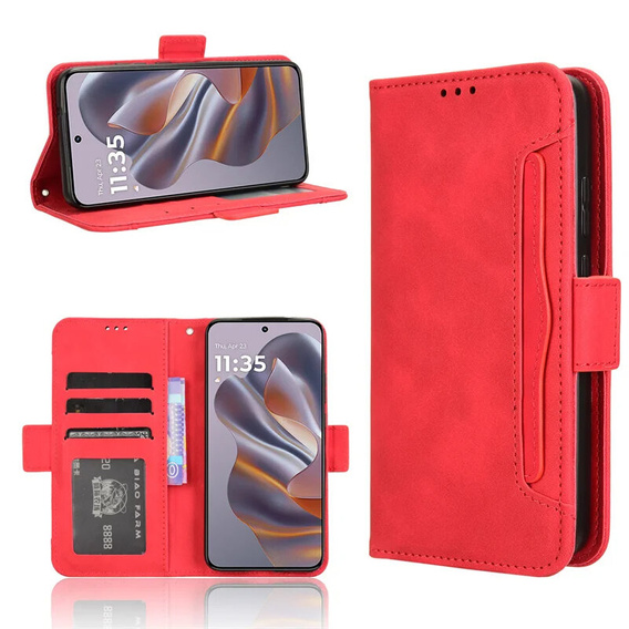 Etui z klapką do Motorola Edge 50 Neo / Motorola ThinkPhone 25, Card Slot, czerwone