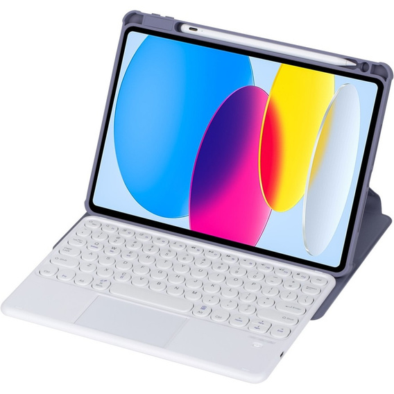 Etui z klawiaturą do iPad 11" 2025 A16 (11 gen.) / iPad 10.9" 2022 (10 gen.), Rotary 360° Leather Touchpad, fioletowe