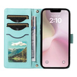 Etui z klapką do iPhone 16E, Rhombus Crossbody Leather, zielone