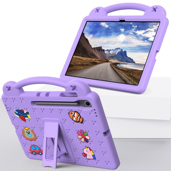 Etui ochronne z pianki EVA do Samsung Galaxy Tab S10 FE+ – dziecięce, z podstawką i uchwytem - fioletowe