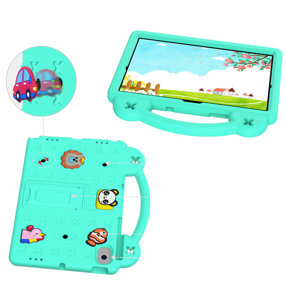 Etui do Samsung Tab A8 X200 / X205, Cute Patterns, z podstawką, Zielone