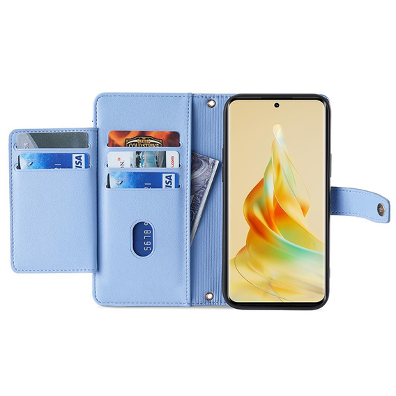 Etui z klapką do Oppo A38 / A18 4G, Wallet Zipper Pocket, niebieskie