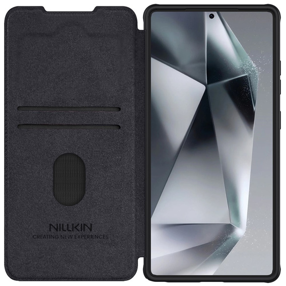 Etui z klapką NILLKIN do Samsung Galaxy S25 Ultra, CamShield Qin Pro, skórzane, czarne
