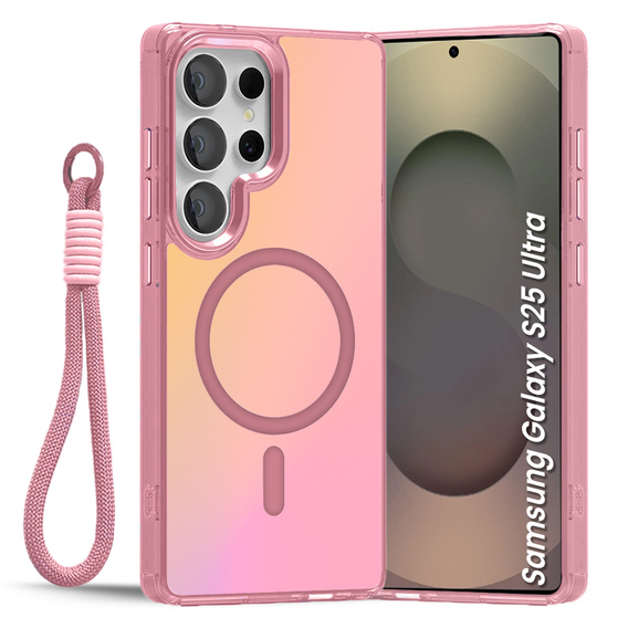 Etui do Samsung Galaxy S25 Ultra – z MagSafe, laserowe, z paskiem – różowe/kolorowe