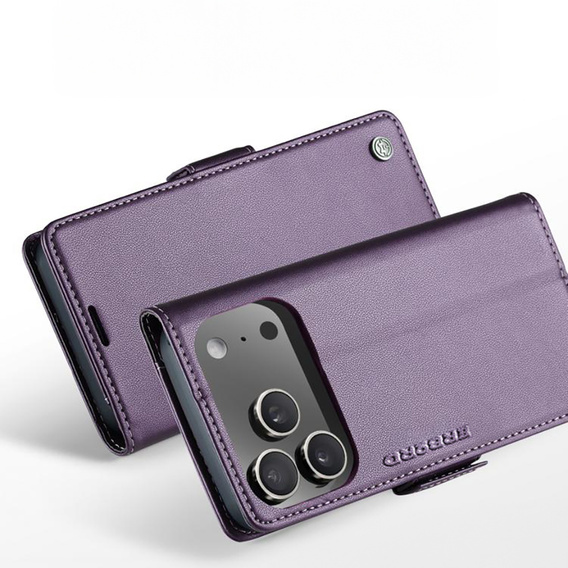 Etui portfelowe ERBORD Glossy Litchi z klapką do iPhone 17 Pro Max