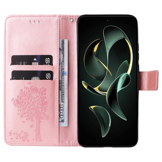Etui z klapką do Xiaomi 13T / 13T Pro, Butterfly, różowe rose gold