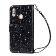 Etui z klapką do Huawei P20 Lite, Glitter Zipper Wallet, czarne
