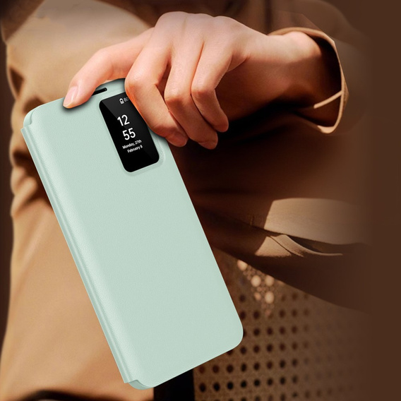 Etui z klapką do Samsung Galaxy S22, Smart View Wallet, zielone