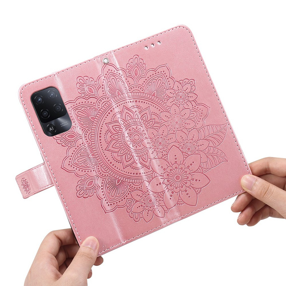 Etui z klapką do Oppo Reno5 Z / A94 / A95 5G, Mandala, różowe rose gold