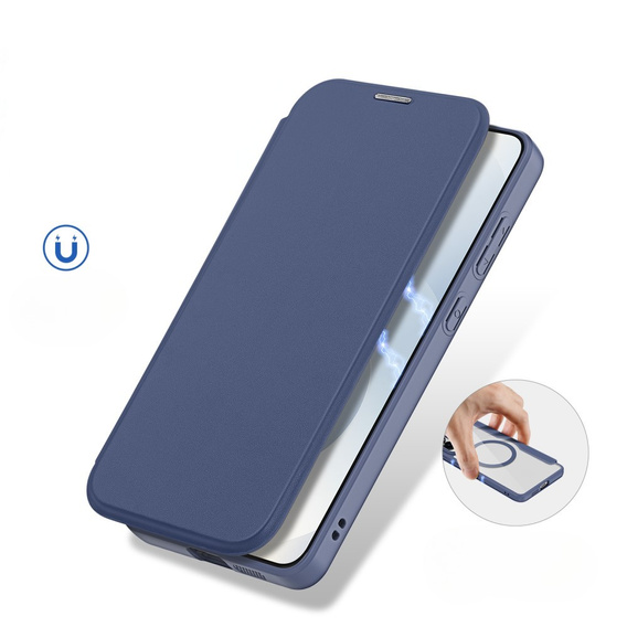 Etui Dux Ducis do Samsung Galaxy S25 Edge, Skin X Pro, MagSafe, granatowe