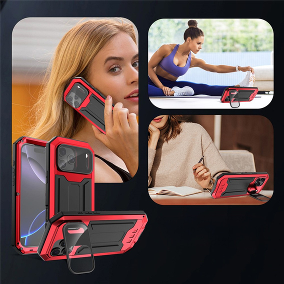 Etui pancerne R-JUST z osłoną ekranu i podstawką do iPhone 17 Pro Max