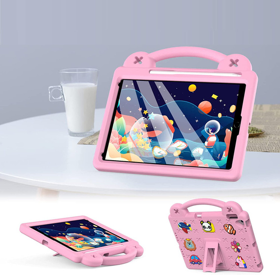 Etui do iPad 10.2" 2021/2020/2019 (9/8/7 gen.) / Air 10.5" 2019 (3 gen.) , Cute Patterns, z podstawką, Różowe