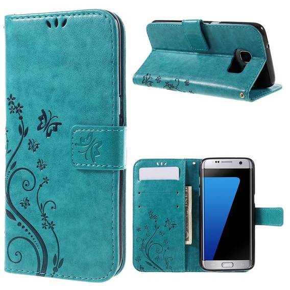 Etui z klapką do Samsung Galaxy S7 Edge, Butterfly, niebieskie