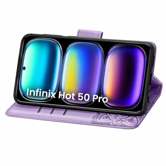 Etui z klapką do Infinix Hot 50 Pro+ 4G, Butterfly, fioletowe