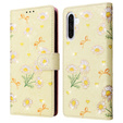 Etui z klapką do Galaxy A56 – żółte stokrotki, ochrona RFID, kieszenie na karty i banknoty