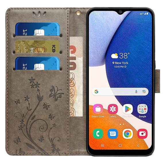 Etui z klapką do Samsung Galaxy A55 5G, Butterfly, szare