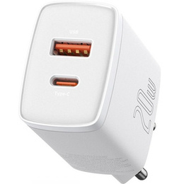 Baseus Compact 20W – ładowarka sieciowa z USB-C i USB-A, biała