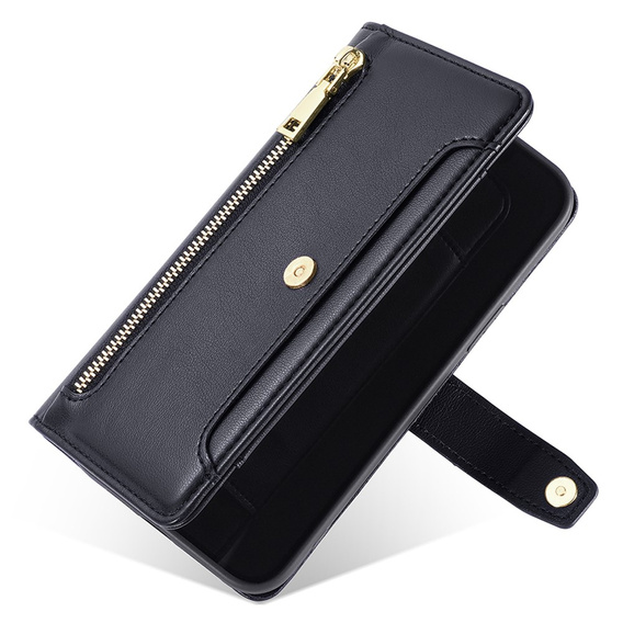 Etui z klapką do Oppo Reno8 T 4G, Wallet Zipper Pocket, czarne