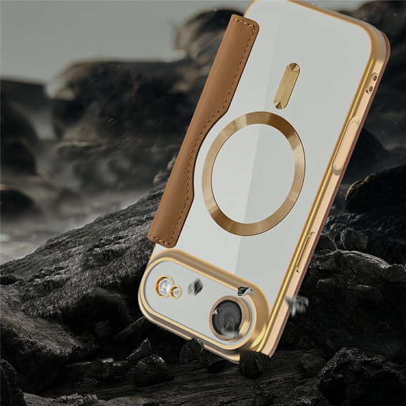 Etui z klapką do iPhone Air, RFID Wallet MagSafe z ochroną aparatu, brązowe