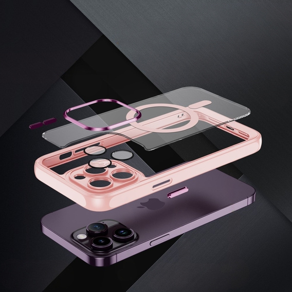 Etui do iPhone 15 Pro, ERBORD Impact Guard, do MagSafe, różowe